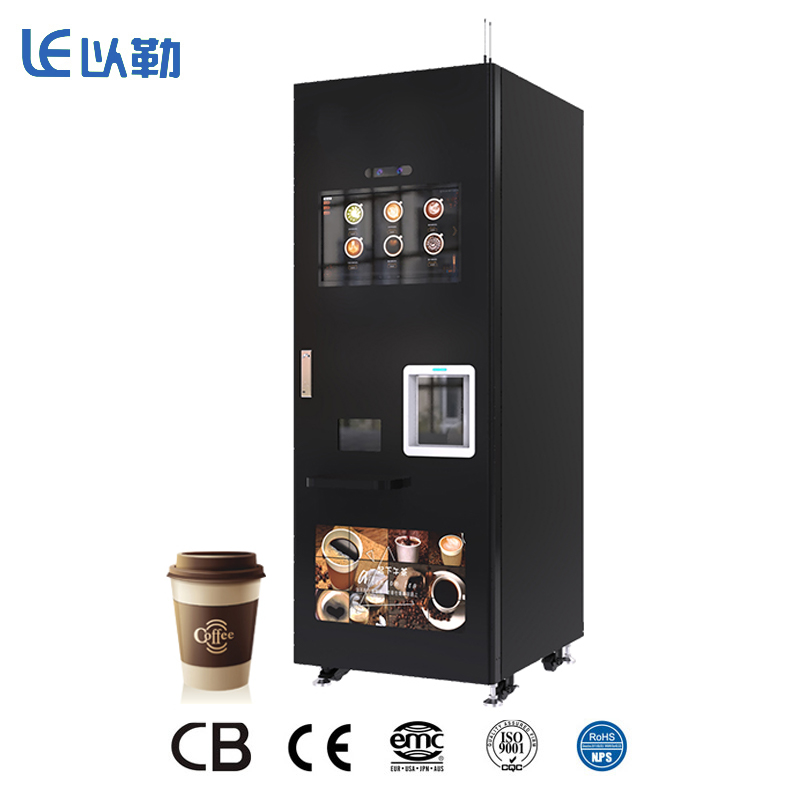 Máquina expendedora de café molido fresco con tarjeta de crédito, comercial, automática, con dispensador de tazas